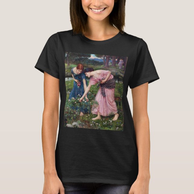 Ladys Picking Rose, John William Waterhouse T-Shirt (Vorderseite)