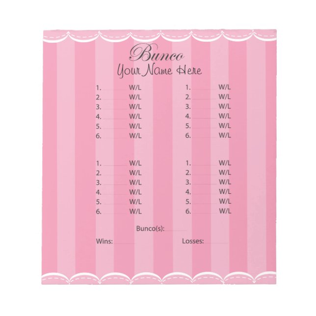 Ladys Pink Bunco Sheet Notizblock (Vorderseite)