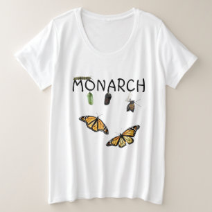 Ladys Plus Size Ball T-Shirt Monarch Life Cycle