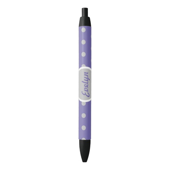 Ladys' Polka Dot Black Ink Pen (Lavendel & Gray) Kugelschreiber (Vorderseite Vertikal)