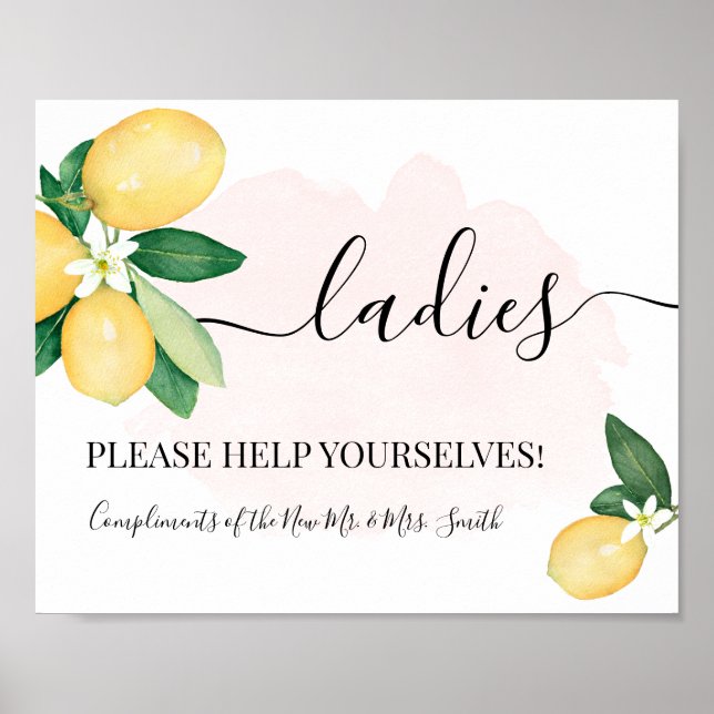 Ladys Powder Room Hochzeitsempfang Lemons Pink Poster (Vorne)