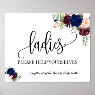 Ladys Powderzimmer Hochzeitsempfang Marineschild Poster