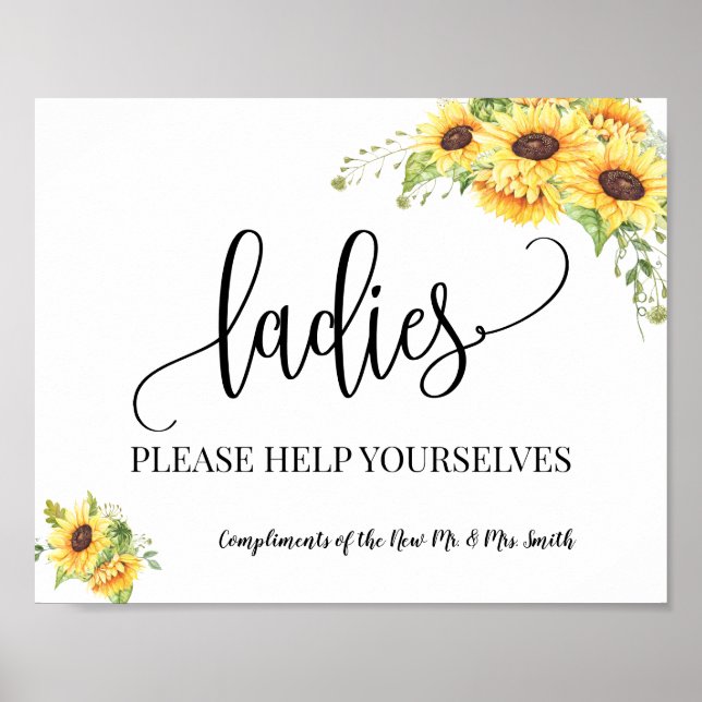 Ladys Powderzimmer Hochzeitsempfang Sonnenblumen Poster (Vorne)