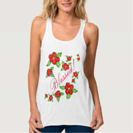 Ladys Red Floral Gesegnet Tank Top