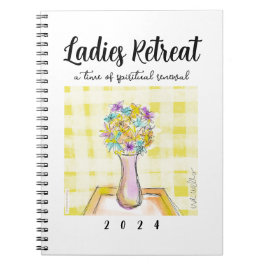 Ladys Retreat-Design mit Blume auf einem Tisch Notizblock