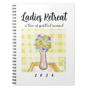 Ladys Retreat-Design mit Blume auf einem Tisch Notizblock
