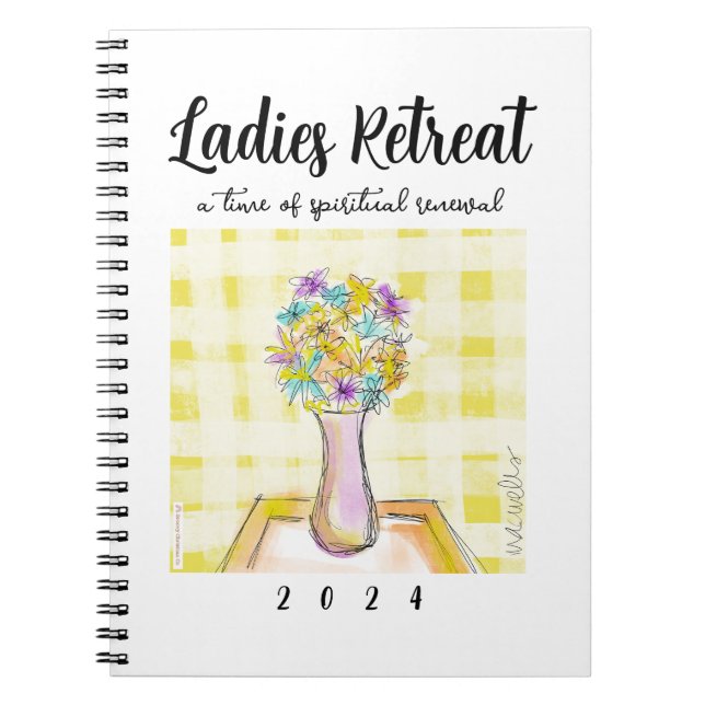 Ladys Retreat-Design mit Blume auf einem Tisch Notizblock (Vorderseite)