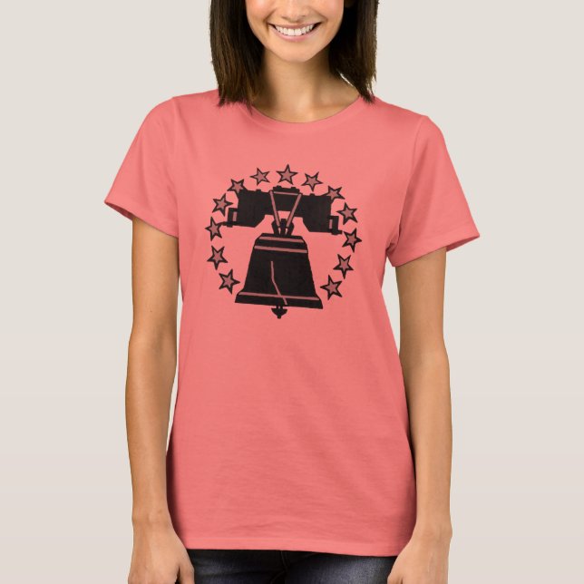 Ladys Ringer Liberty Bell T - Shirt (Vorderseite)