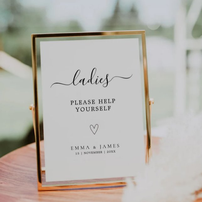 Ladys Room-Signature-Vorlage, Minimalistische Hoch Einladung (Ladies Room Sign Template, Minimalist Wedding Sign Invitation)