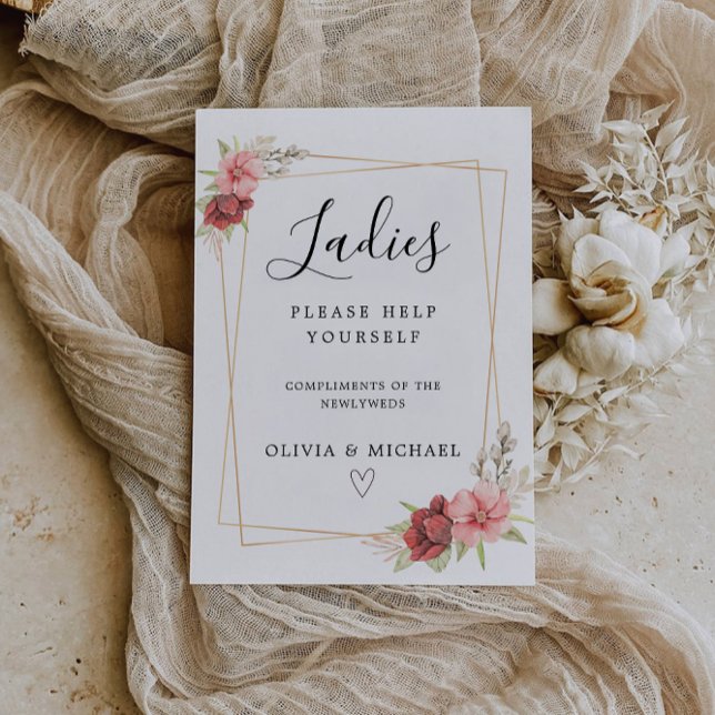 Ladys Room-Signature-Vorlage, Rose Hochzeit Einladung (Ladies Room Sign Template, Rose Wedding Invitation)