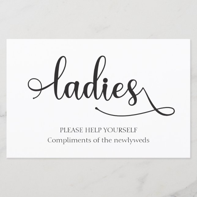 "Ladys" Schwarz-weißer Badkorb Hochzeitszeichen (Vorderseite)
