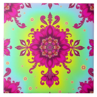 Ladys Statement Pink Floral Chintz Tile Fliese