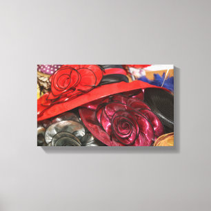 Ladys Vintag Hats - Antike Hats in lebendigen Farb Leinwanddruck