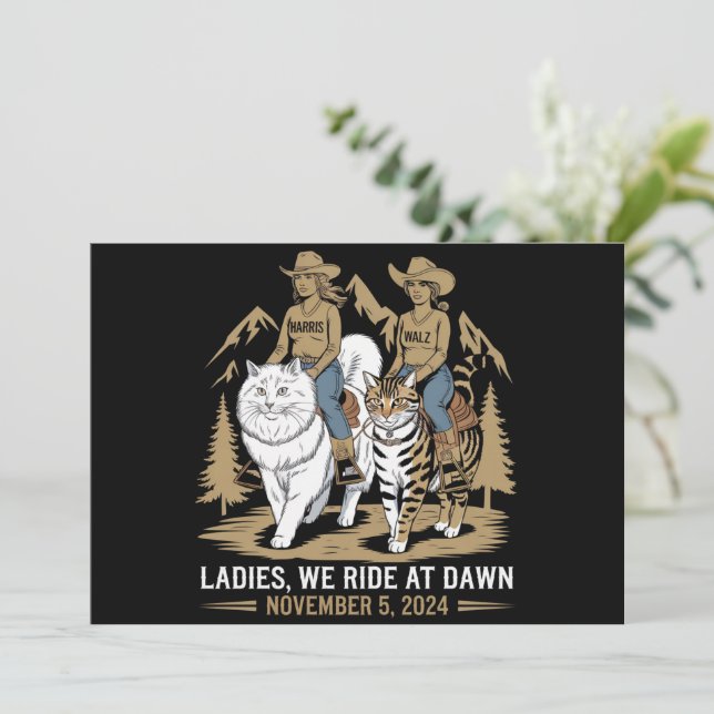 Ladys we riet bei Dawn Kamala Harris Walz Cat Lady Einladung (Stehend Vorderseite)