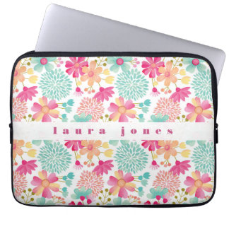 Ladys Womens Girls Painted Floral Name Fall Laptopschutzhülle