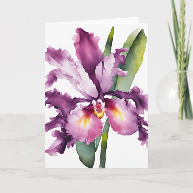 Laelia - Aquarellblumen Karte (Vorderseite)