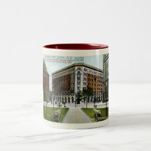 Lafayette Hotel, Buffalo, NY 1909 im Vintage-Stil Zweifarbige Tasse