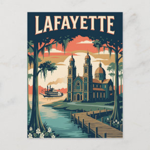Lafayette Louisiana Bayou Retro Vintage Poster Postkarte
