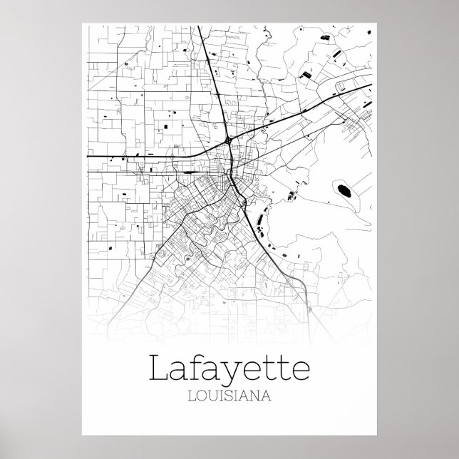 Lafayette Map - Louisiana - City Map Poster (Vorne)