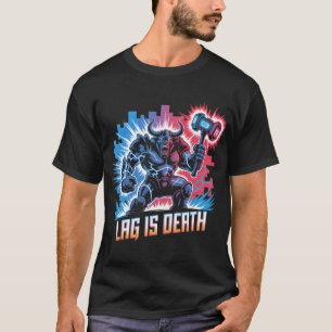 Lag ist Death Funny Gamer T - Shirt Cyberpunk Mino
