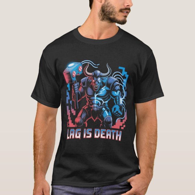 Lag ist Death Funny Gamer T - Shirt Cyberpunk Mino (Vorderseite)
