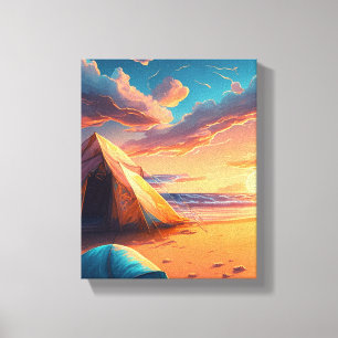 Lager am Sonnenaufgang Leinwanddruck