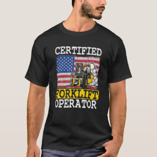 Lager Amerikanische Flagge Gabelstapler Zertifizie T-Shirt