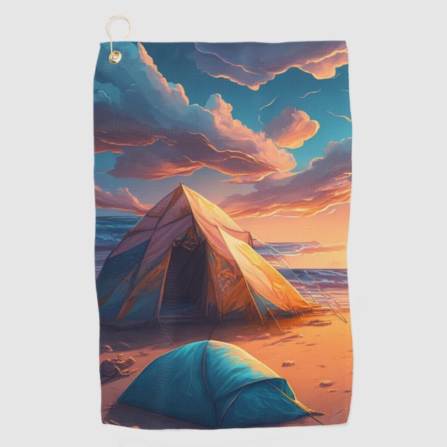 Lager bei Sonnenaufgang Golfhandtuch (Vorderseite)