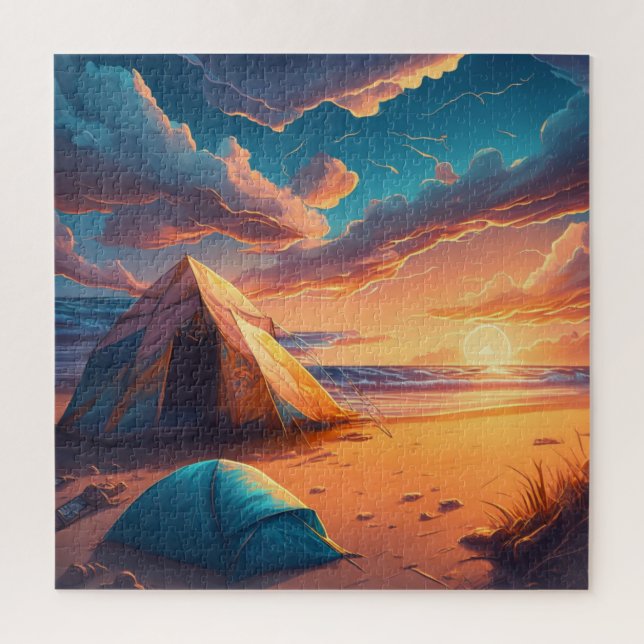 Lager bei Sonnenaufgang Puzzle (Vertikal)