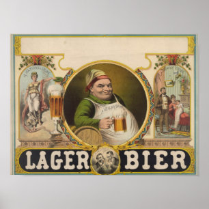 Lager Bier Beer Funny Vintage Poster Art