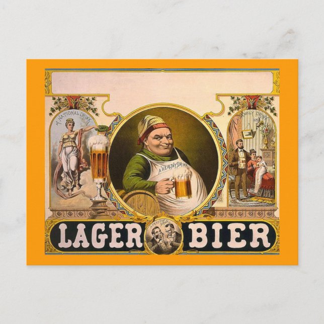 Lager Bier - Das gesunde Getränk! Vintage Ad Postkarte (Vorderseite)