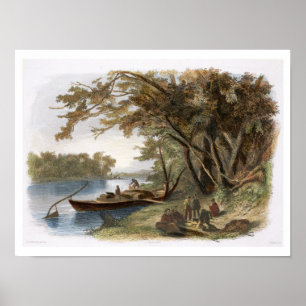 Lager der Reisenden auf dem Missouri, flechten Poster