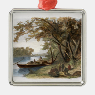 Lager der Reisenden auf dem Missouri, flechten Silbernes Ornament