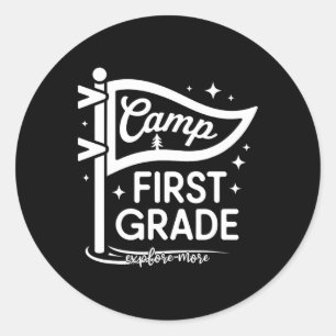 Lager Erstklassige Camping-Lehrerin 1. Klasse Zurü Runder Aufkleber