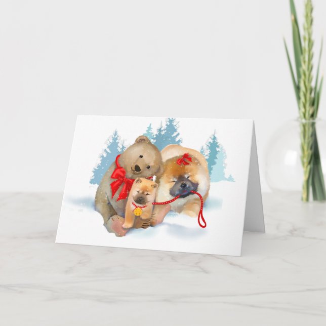 LAGER-GESCHENKE Chow-Chow u. Teddybear Karte (Vorderseite)