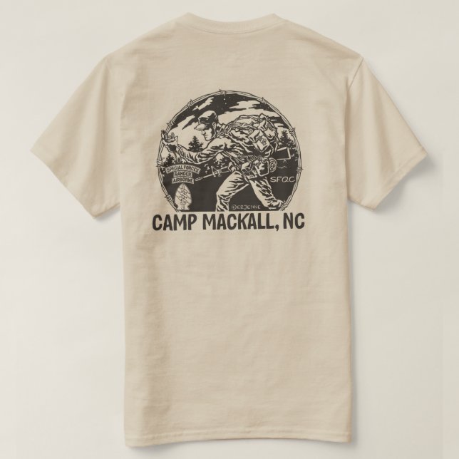 "Lager Mackall" - dreifache Überdachung - hinter T-Shirt (Design Rückseite)
