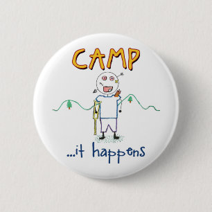 Lager passiert - Lustiges Kinder Sommerlager Zeich Button