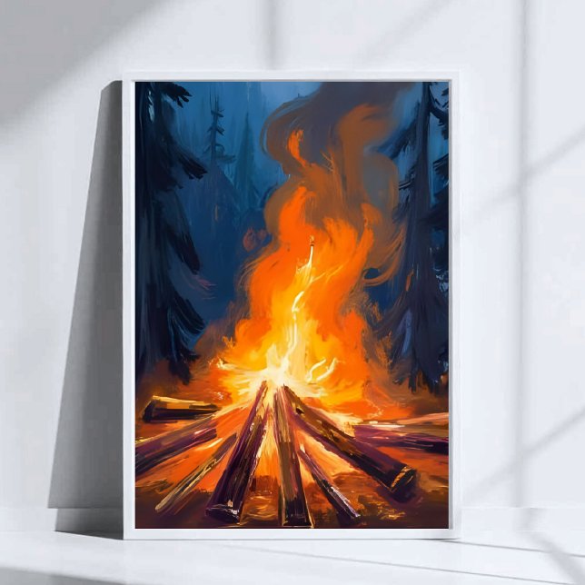 Lagerfeuer Aquarell-Waldmalerei Kunst Poster (Von Creator hochgeladen)