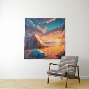 Lagerfeuer bei Sonnenaufgang Wandteppich