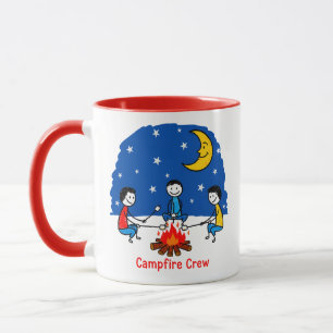 Lagerfeuer-Crew Kinder Wachsmalstift-Nachtszene Tasse