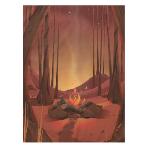 Lagerfeuer im Wald. Tischdecke