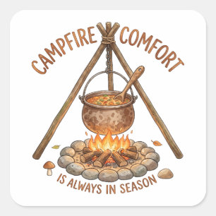 Lagerfeuer-Komfort Outdoor-Camping-Kochen Quadratischer Aufkleber