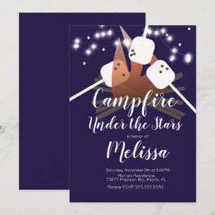 Lagerfeuer-Marshmallows Sterne Camping Outdoor-Par Einladung