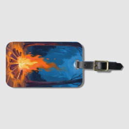 Lagerfeuer Mond | Natur-Aquarellmalerei Gepäckanhänger