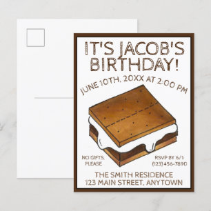 Lagerfeuer S'mores Marshmallow Smores Geburtstagsf Einladungspostkarte