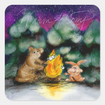 Lagerfeuer-Winterwald-Tiere-Sticker