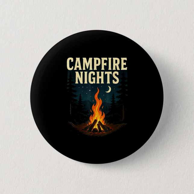 Lagerfeuernächte Camping Wald Berge  Button (Vorderseite)