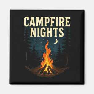 Lagerfeuernächte Camping Wald Berge Magnet
