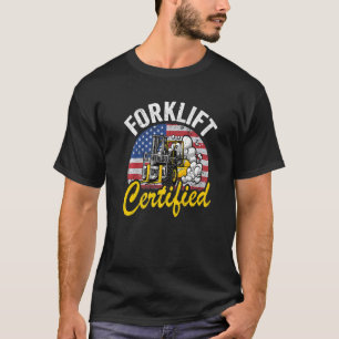 Lagerhaus-Amerikanische-Flagge-Gabelstaplerfahrer- T-Shirt