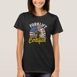 Lagerhaus-Amerikanische-Flagge-Gabelstaplerfahrer- T-Shirt